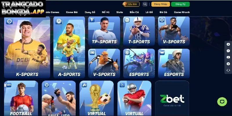 Tỷ lệ kèo thể thao hấp dẫn chỉ có tại nhà cái Zbet